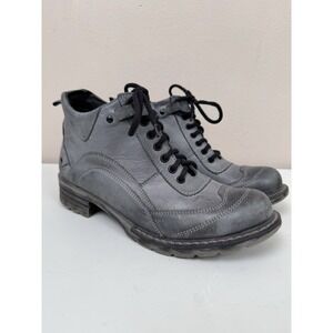 V-Italia Giovanni Gray Leather Combat Boots Womens 10 / 41 Biker Sport Italy EUC